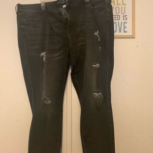 Plus size black somewhat faded jeans/ripped
